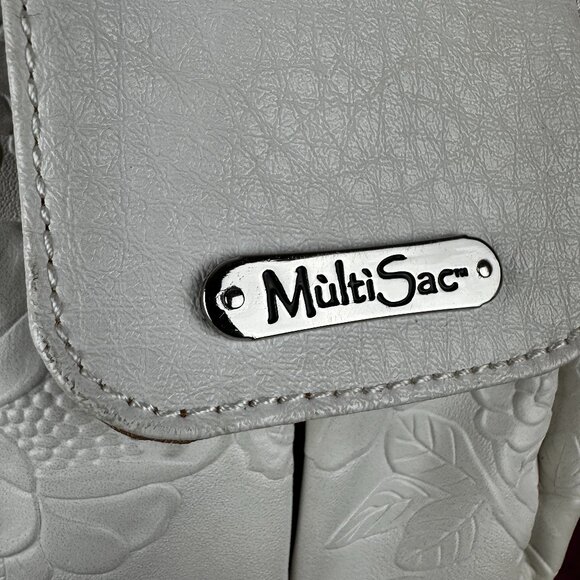 MULTISAC ELEGANT WHITE FLORAL EMBOSSED CROSSBODY BAG - Picture 9 of 14